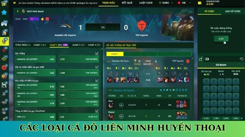 Các loại cá độ Liên Minh Huyền Thoại