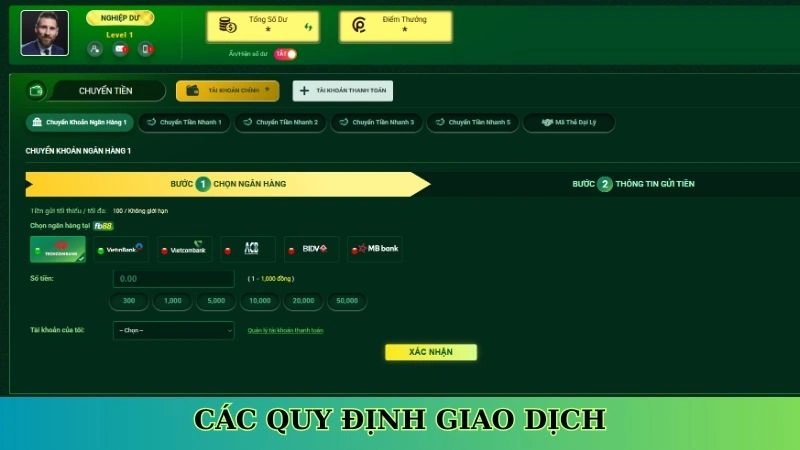 Các quy định giao dịch