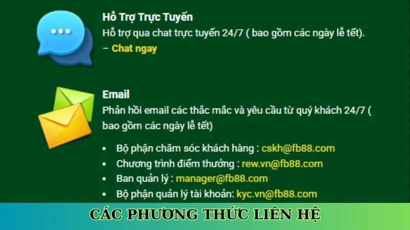 Các phương thức liên lạc Fb88 nhanh chóng