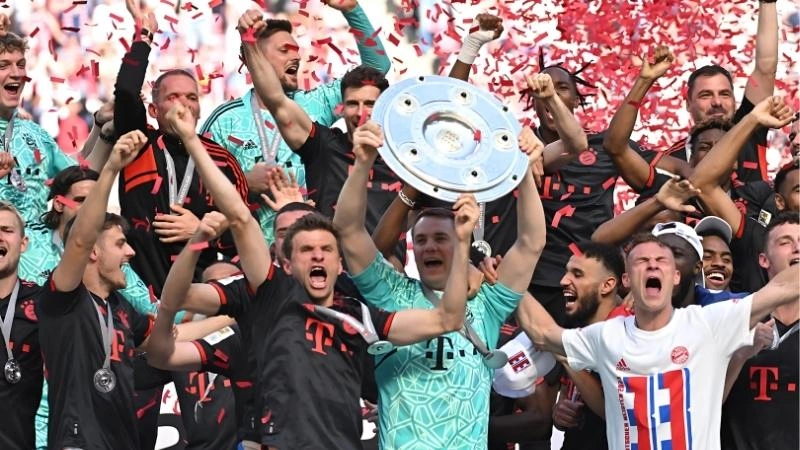 Đội bóng Bayern Munich nhiều lần nằm trong top đội bóng vô địch Bundesliga nhiều nhất